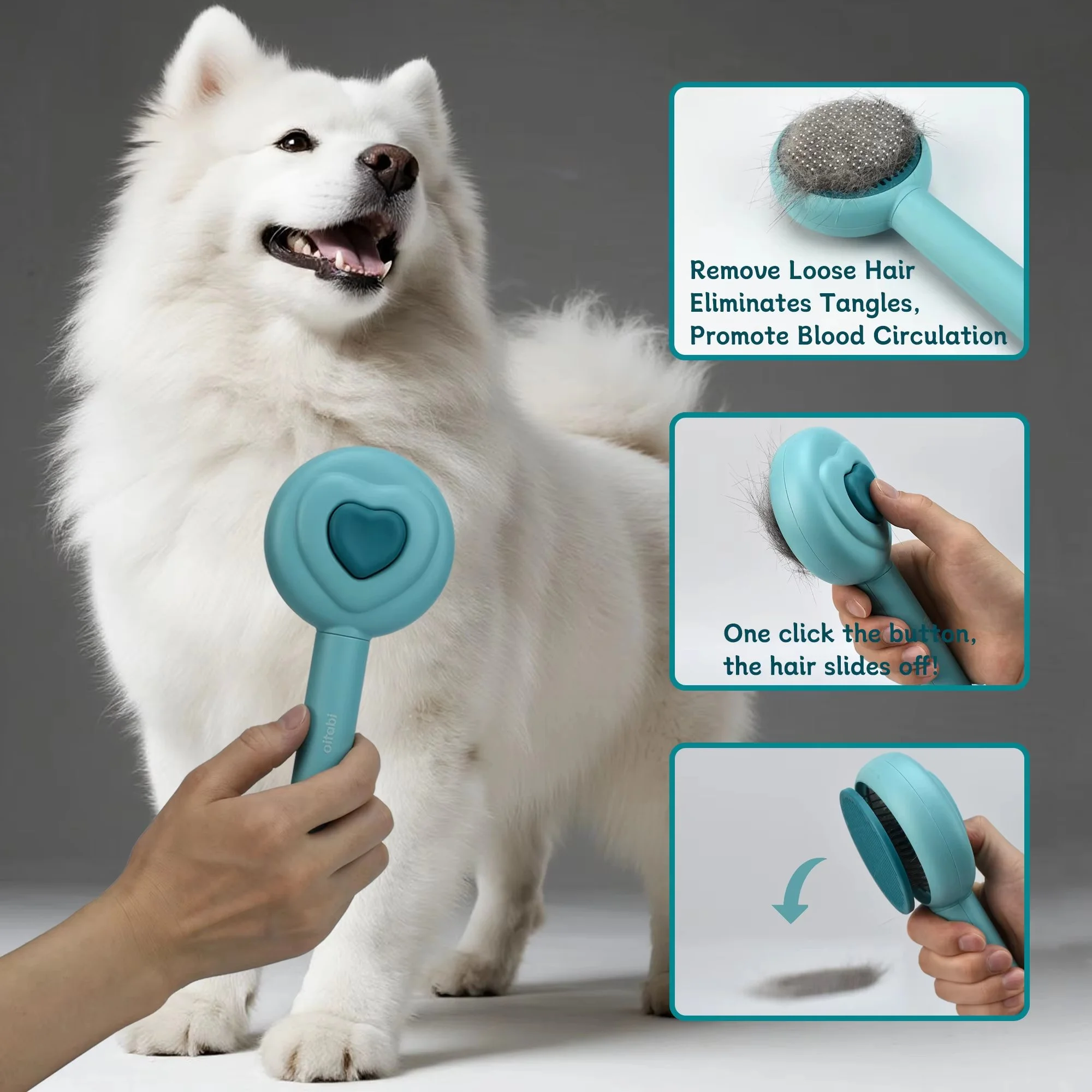 Self-Cleaning Slicker Brush for Dogs & Cats – Gentle Deshedding Grooming Tool