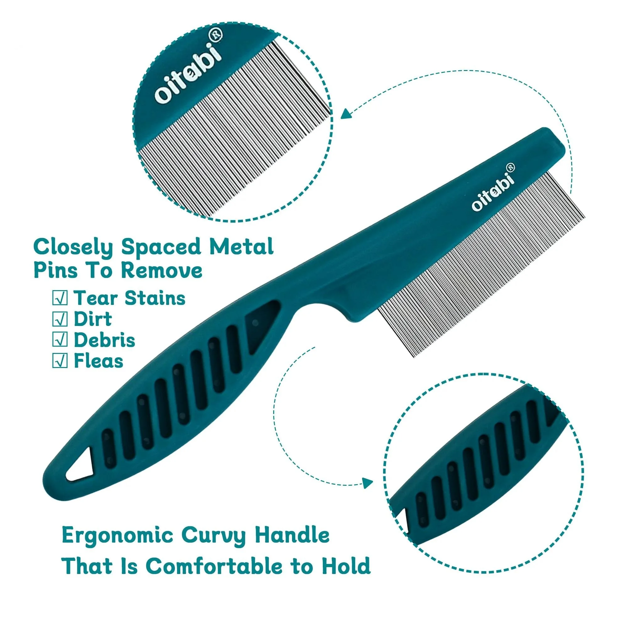 Flea & Tear-Stain Grooming Comb for Dogs and Cats