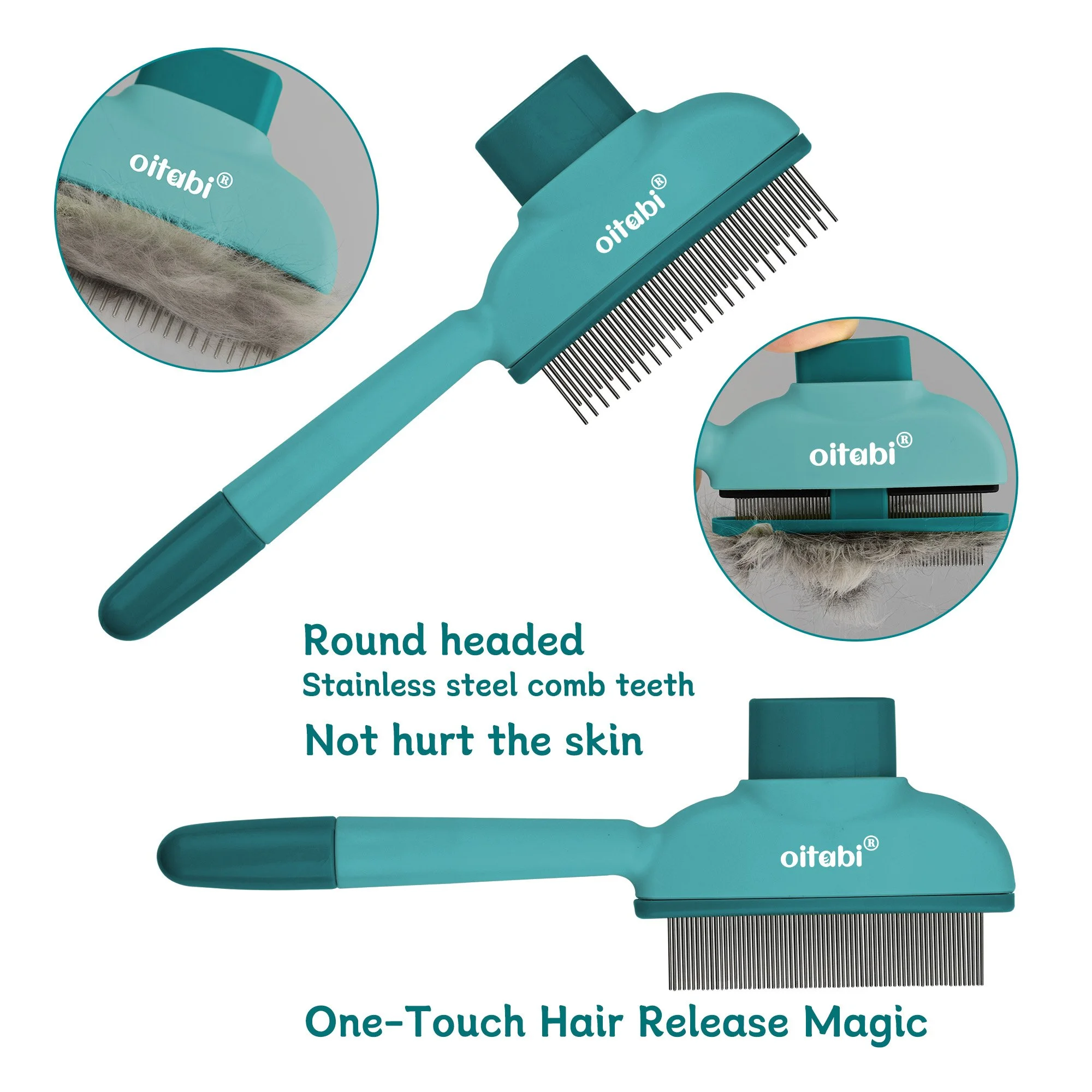 Self-Cleaning Flea & Grooming Comb for Cats and Dogs – Fine Tooth Stainless Steel Brush