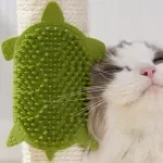 Self-Cleaning Cat Corner Grooming Brush with Silicone Scratcher
