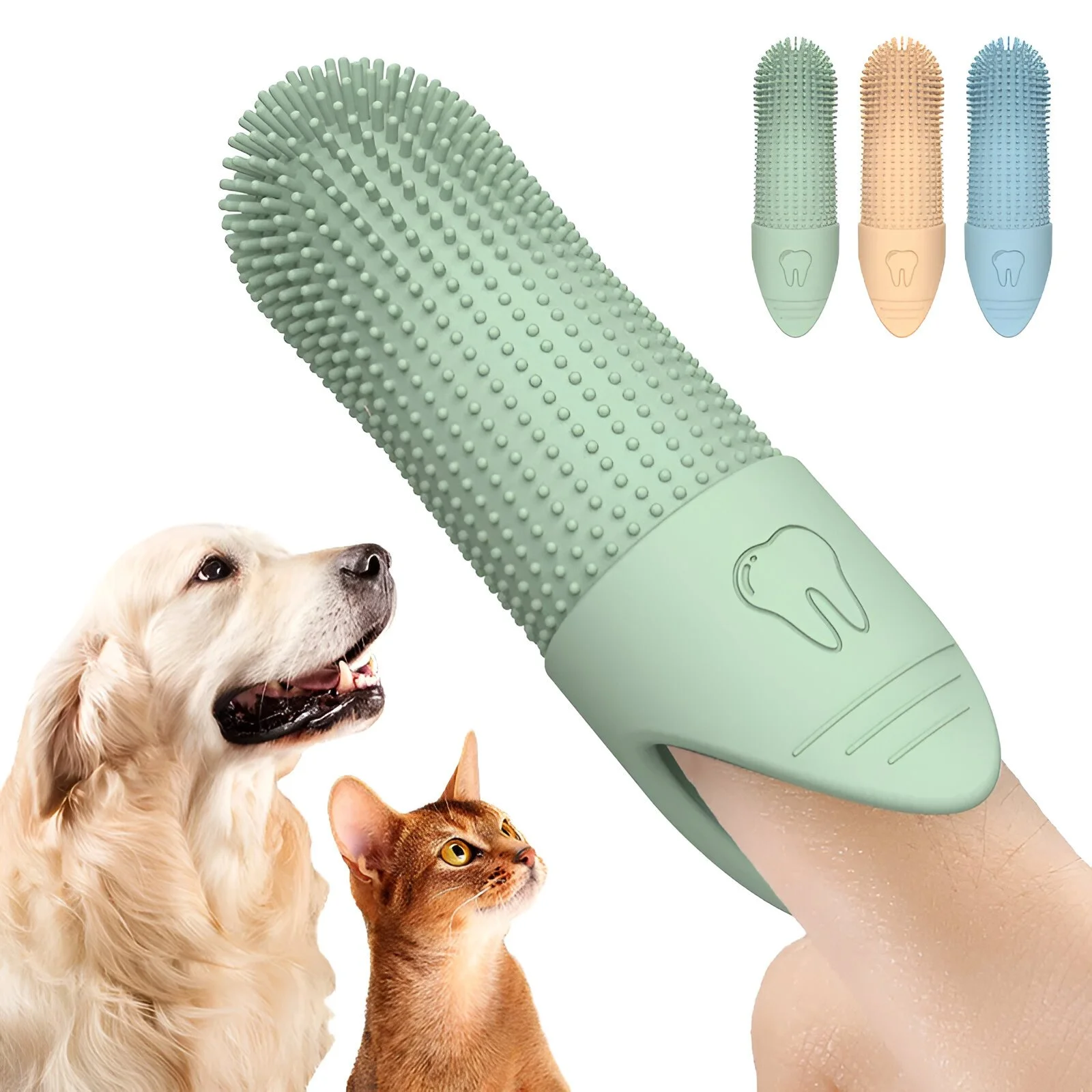 360° Silicone Dog Finger Toothbrush for Dogs & Cats Dental Care