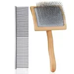 Large Dog Slicker Brush & Comb Set for Doodles, Poodles and Long Coats