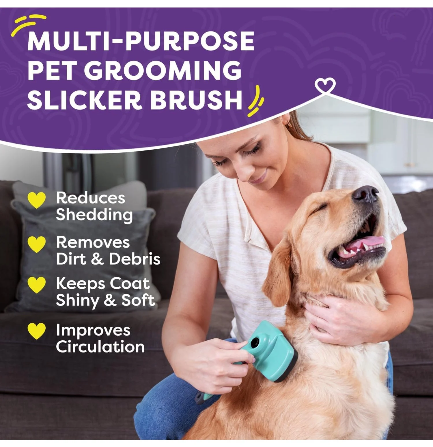 Self-Cleaning Pet Grooming Brush for Dogs & Cats