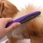 Stainless Steel Double-Tooth Pet Comb for Tangle & Loose Hair Removal