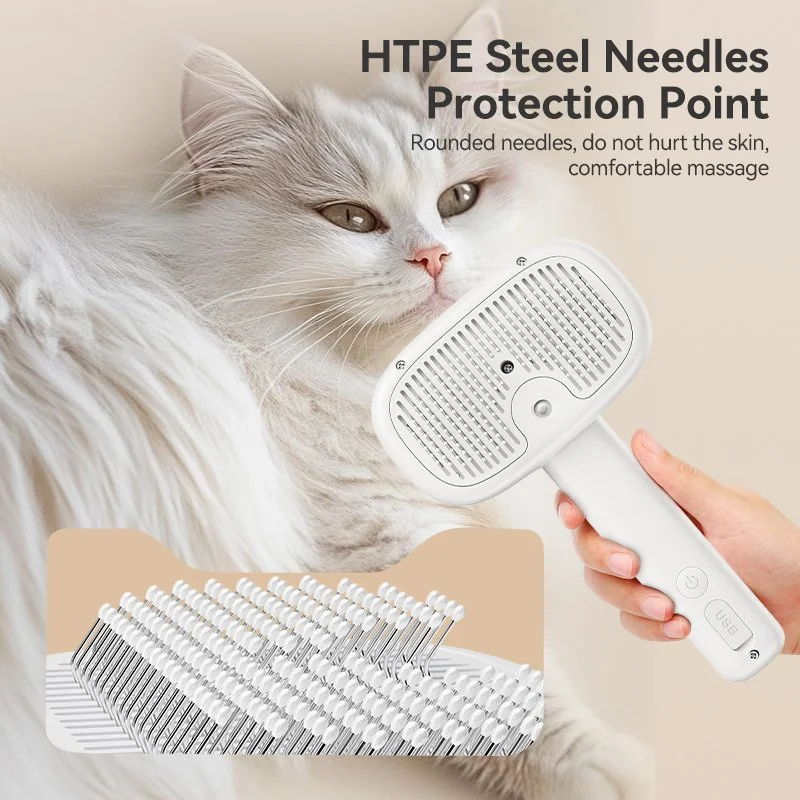 Electric Pet Steam Grooming Comb with Water Mist & Hair Removal