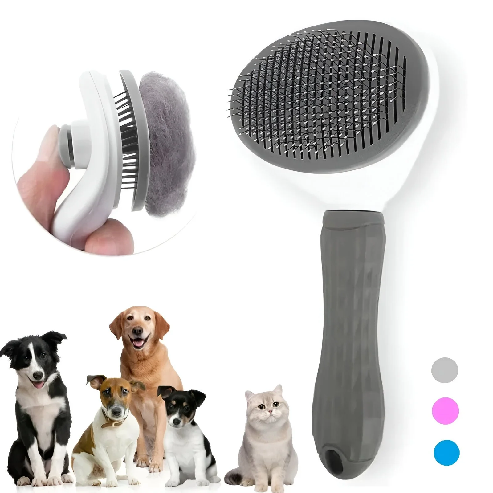 Self-Cleaning Pet Hair Removal Brush for Dogs and Cats – Grooming Comb for Smooth Fur