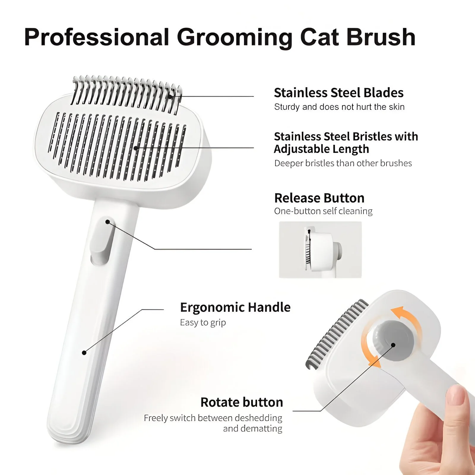2-in-1 Pet Hair Remover & Deshedding Brush for Cats and Dogs