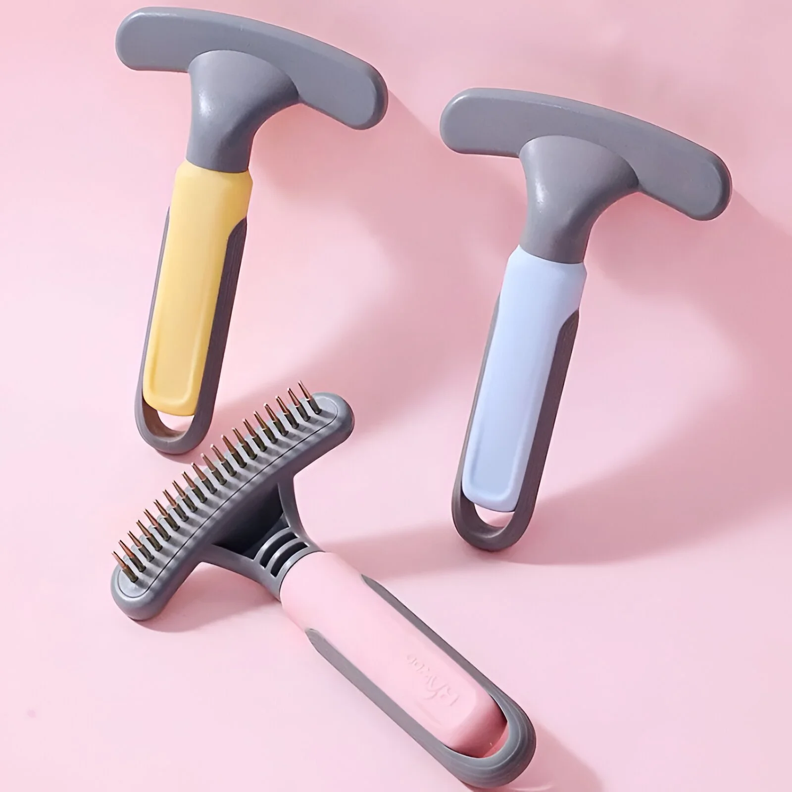 Dual-Action Stainless Steel Pet Deshedding & Massage Comb for Dogs and Cats