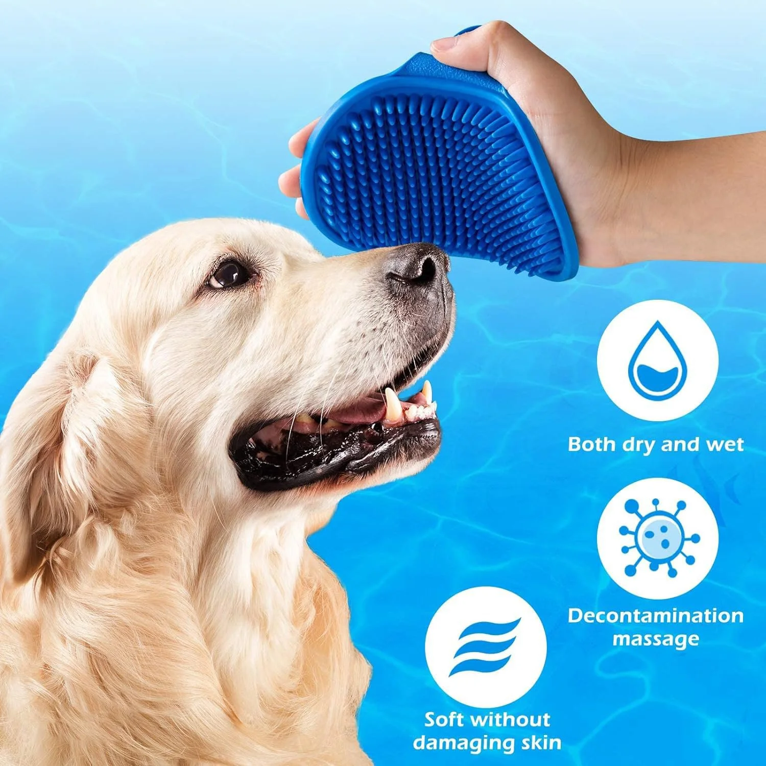 Gentle Rubber Pet Bath & Grooming Glove Brush for Dogs & Cats