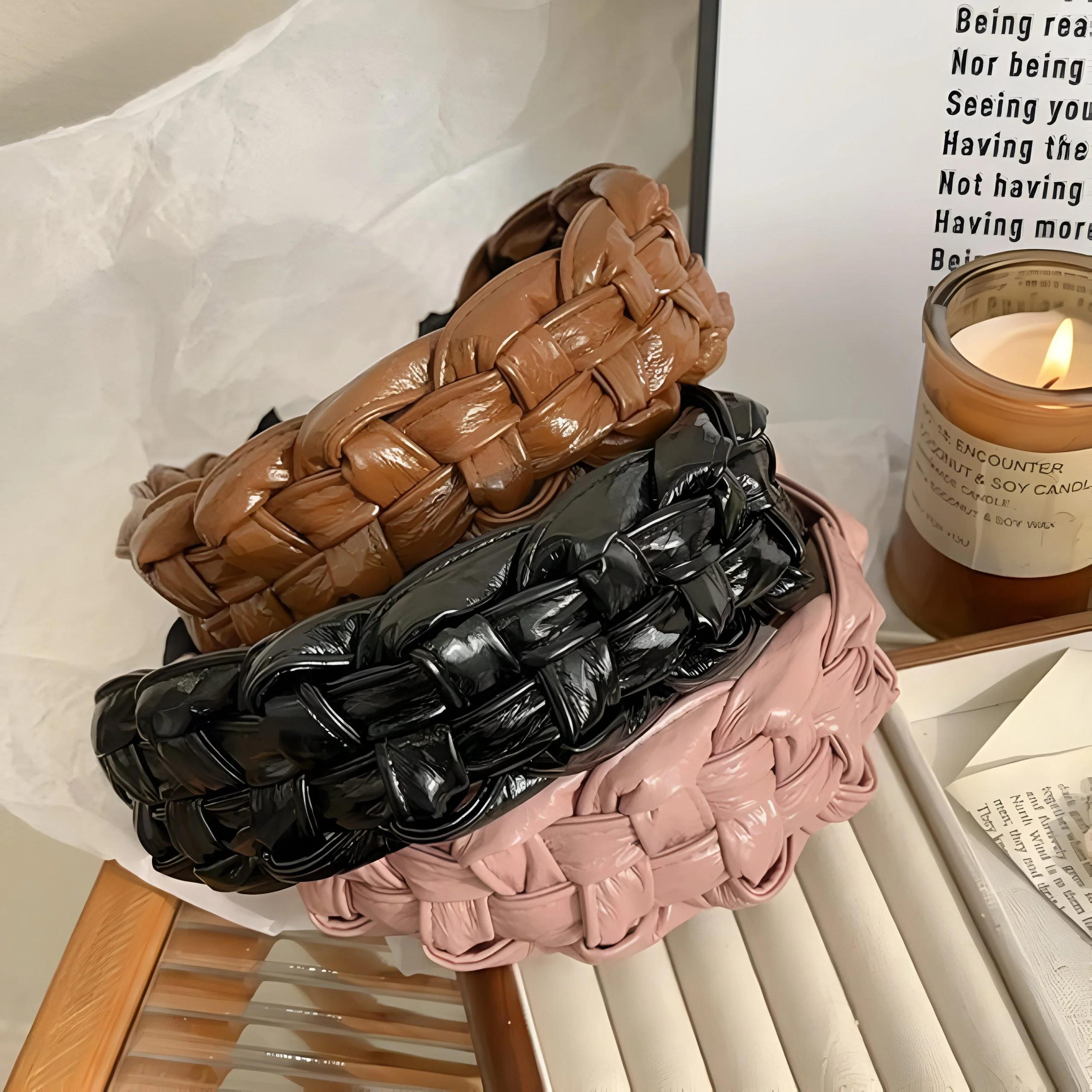 Vintage Braided PU Leather Headband