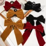 2Pcs Velvet Hair Bows for Women and Girls - Burgundy and Black with Alligator Clips