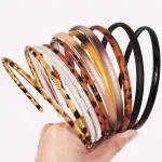 12-Pack Thin Non-Slip Leopard Print Plastic Headbands for Women & Girls