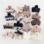 18pcs Mini Matte Flower Hair Claw Clips for Girls & Women – Mix Styles