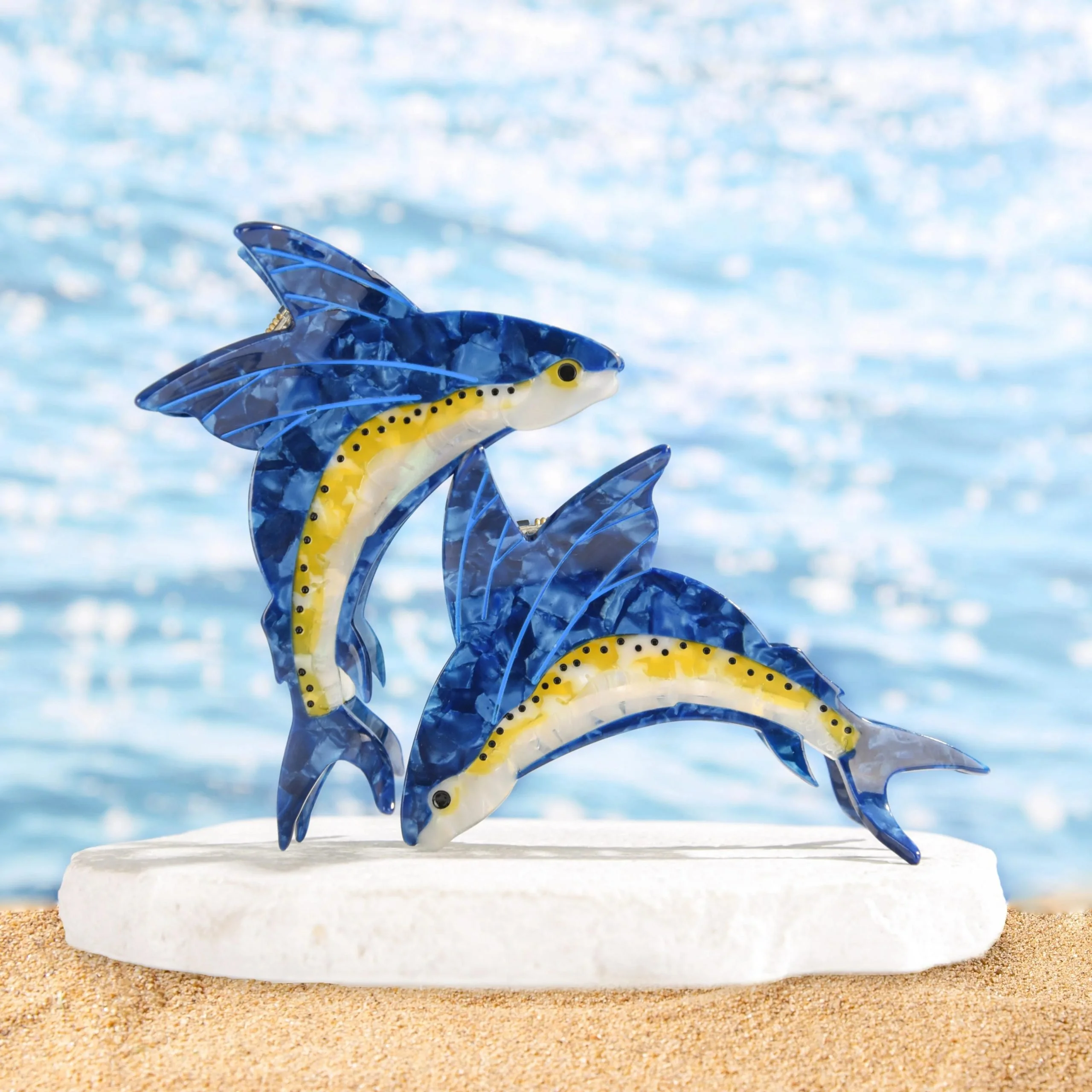 Lifelike Flying Fish Acetate Hair Claw Clip for Women and Girls