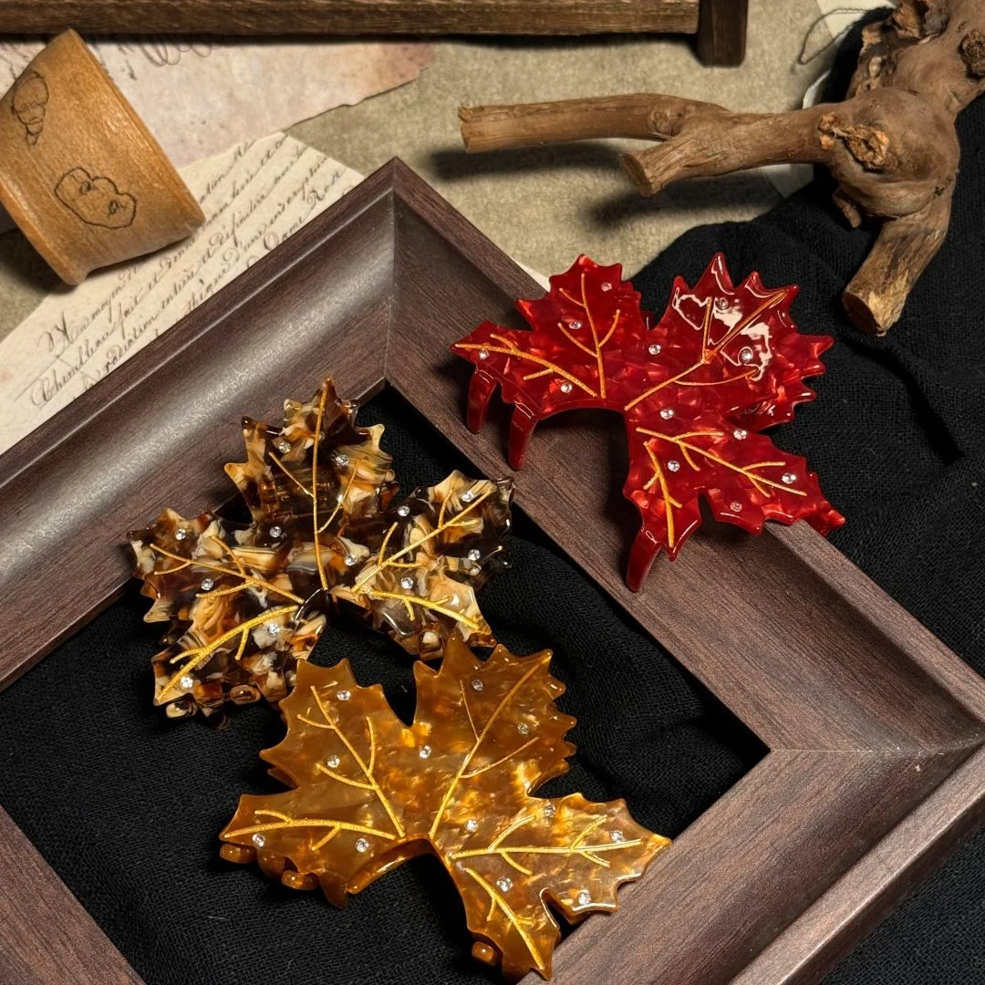Autumn Maple Leaf Acetate Hair Claw Clip