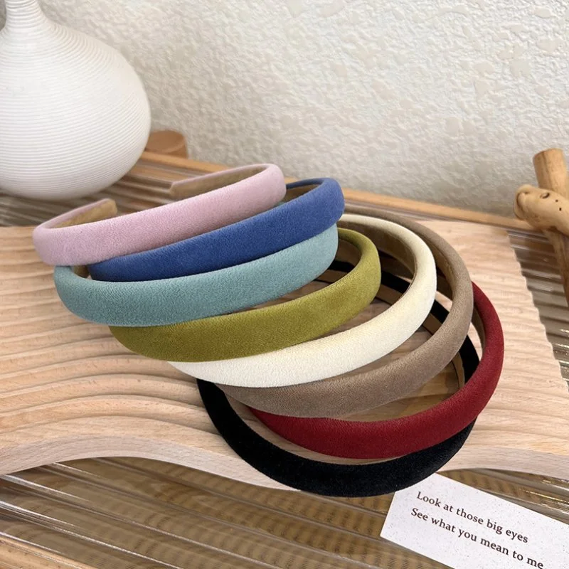 Retro Velvet Thin Headband - Solid Color Fashion Hair Accessory