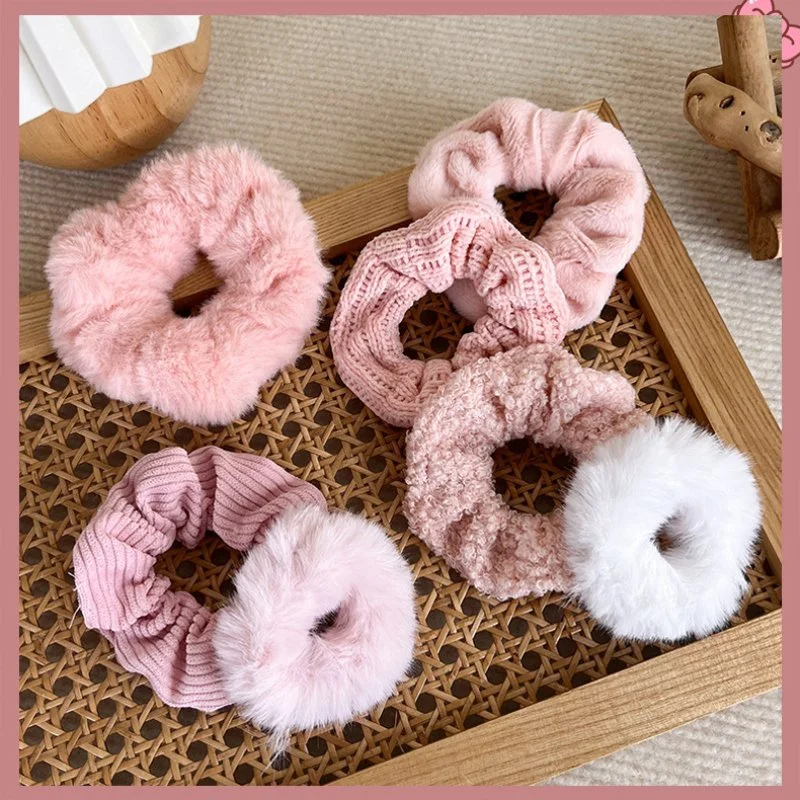 7-Piece Furry Elastic Hair Bands Set – Fashion Ponytail Holders