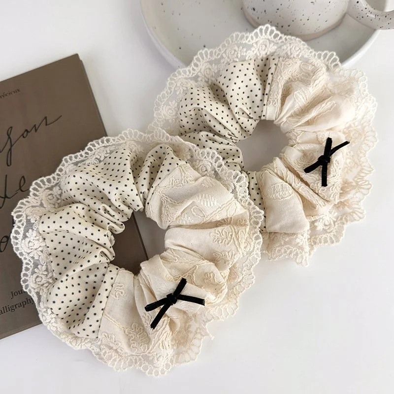 Retro Cream Lace Hair Scrunchie Headband