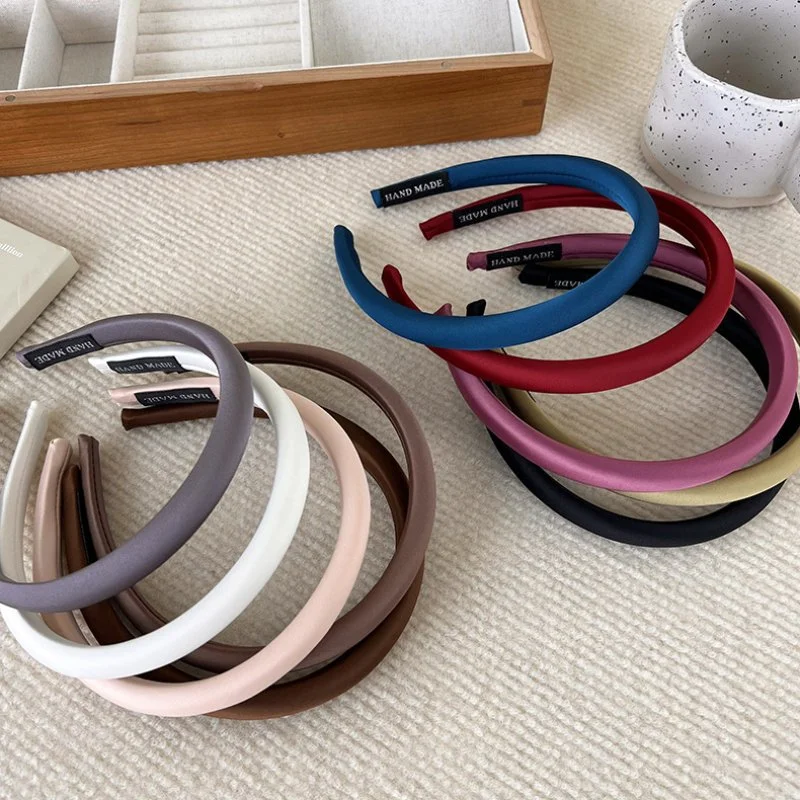 Elegant Vintage Satin Headband – Fine-edged Solid Color Hair Hoop