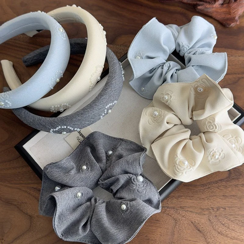 Retro Floral Pearl Hair Tie Headband – Chic Women’s Fashion Hair Accessory