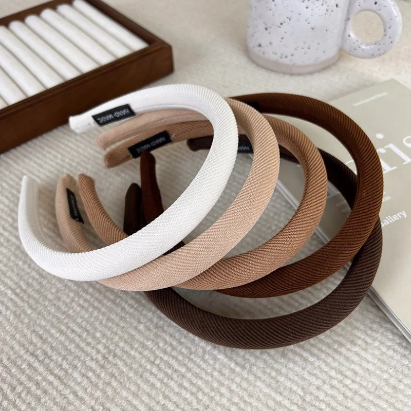 Elegant Retro Coffee Pinstriped Sponge Headband for Women & Girls