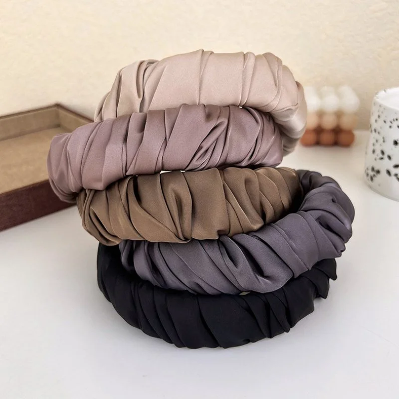 Elegant Silky Satin Pleated Headband – Timeless Women’s Hair Accessory