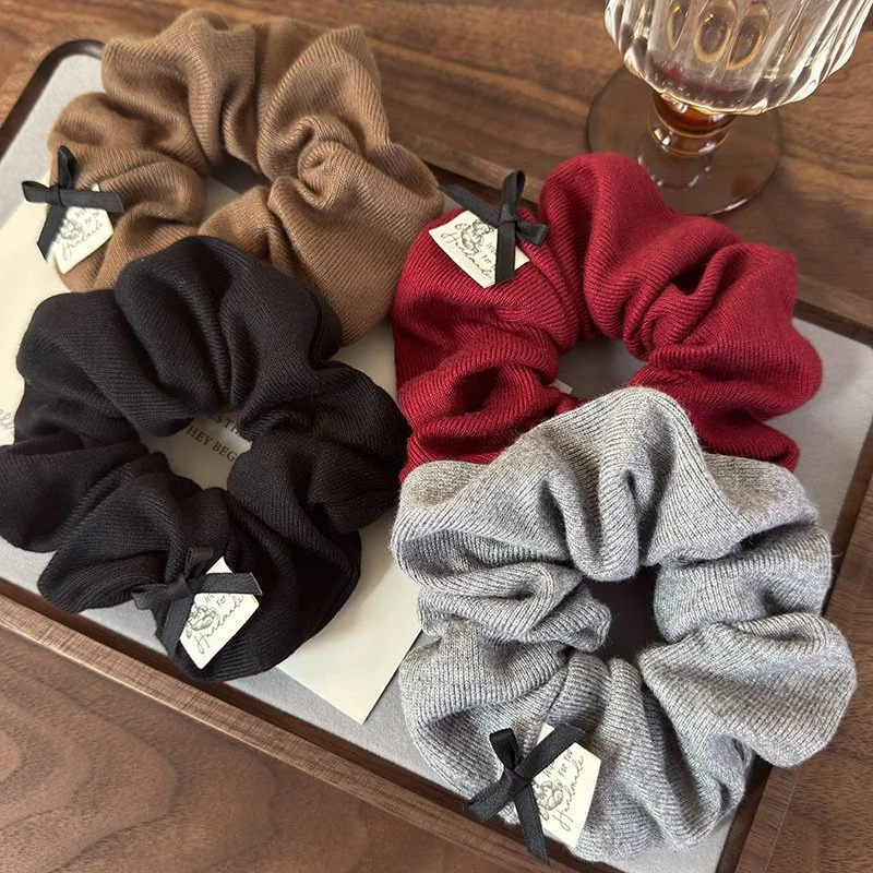 Retro Woolen Cotton Hair Scrunchies for Women & Girls
