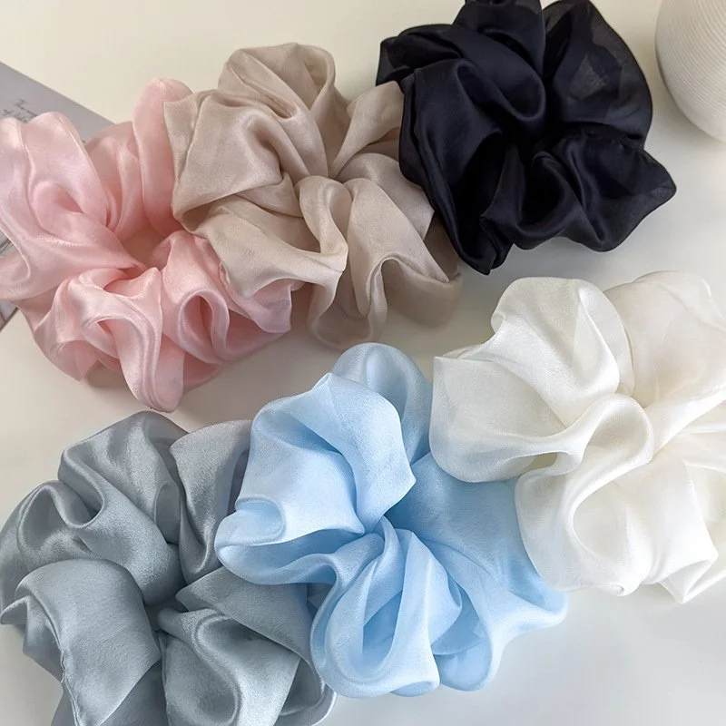 Retro French Large Solid Color Hair Scrunchies – Fashion Headbands for Women