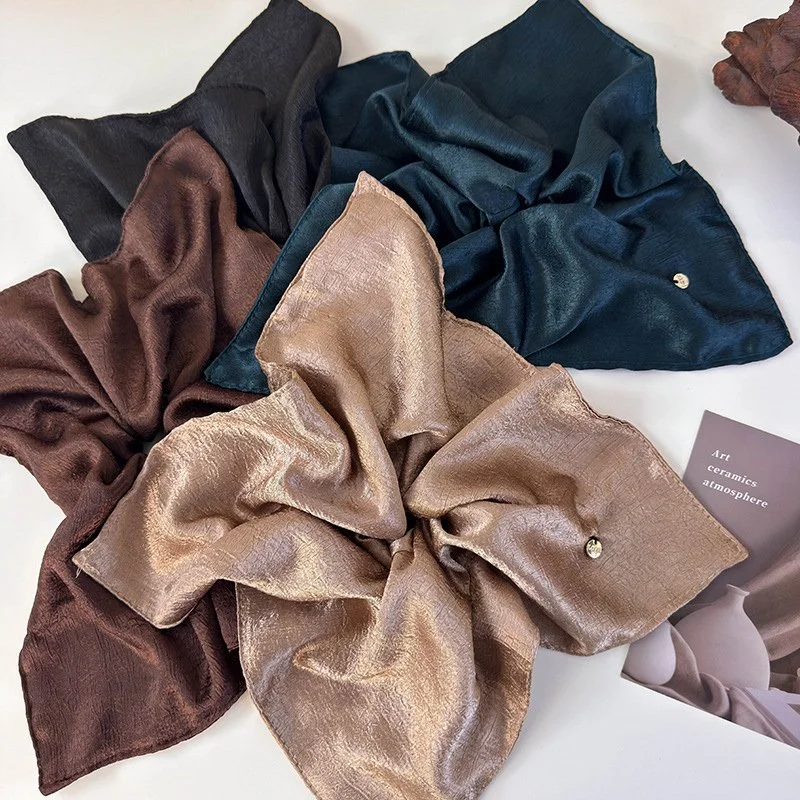 Retro Silky Satin Hair Scrunchies & Headband Set for Women