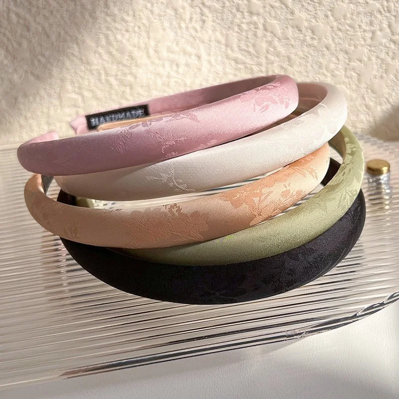 Elegant Vintage Chinese Jacquard Satin Embroidered Headband