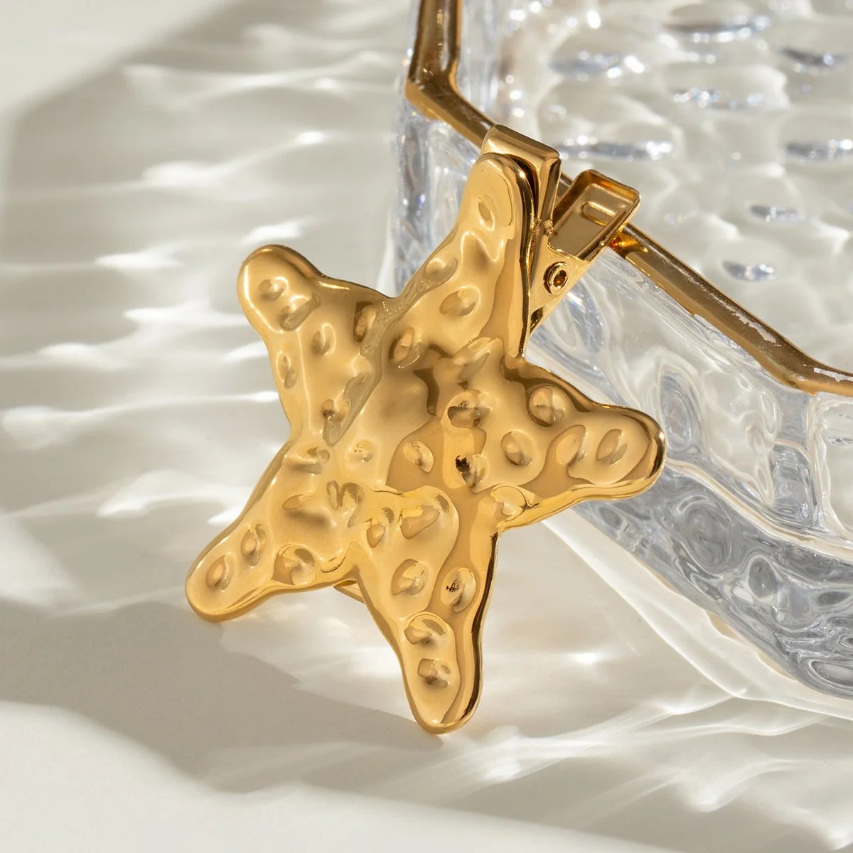18K Gold Plated Sea Star Hammer Pattern Hairpin – Waterproof Hair Accessories
