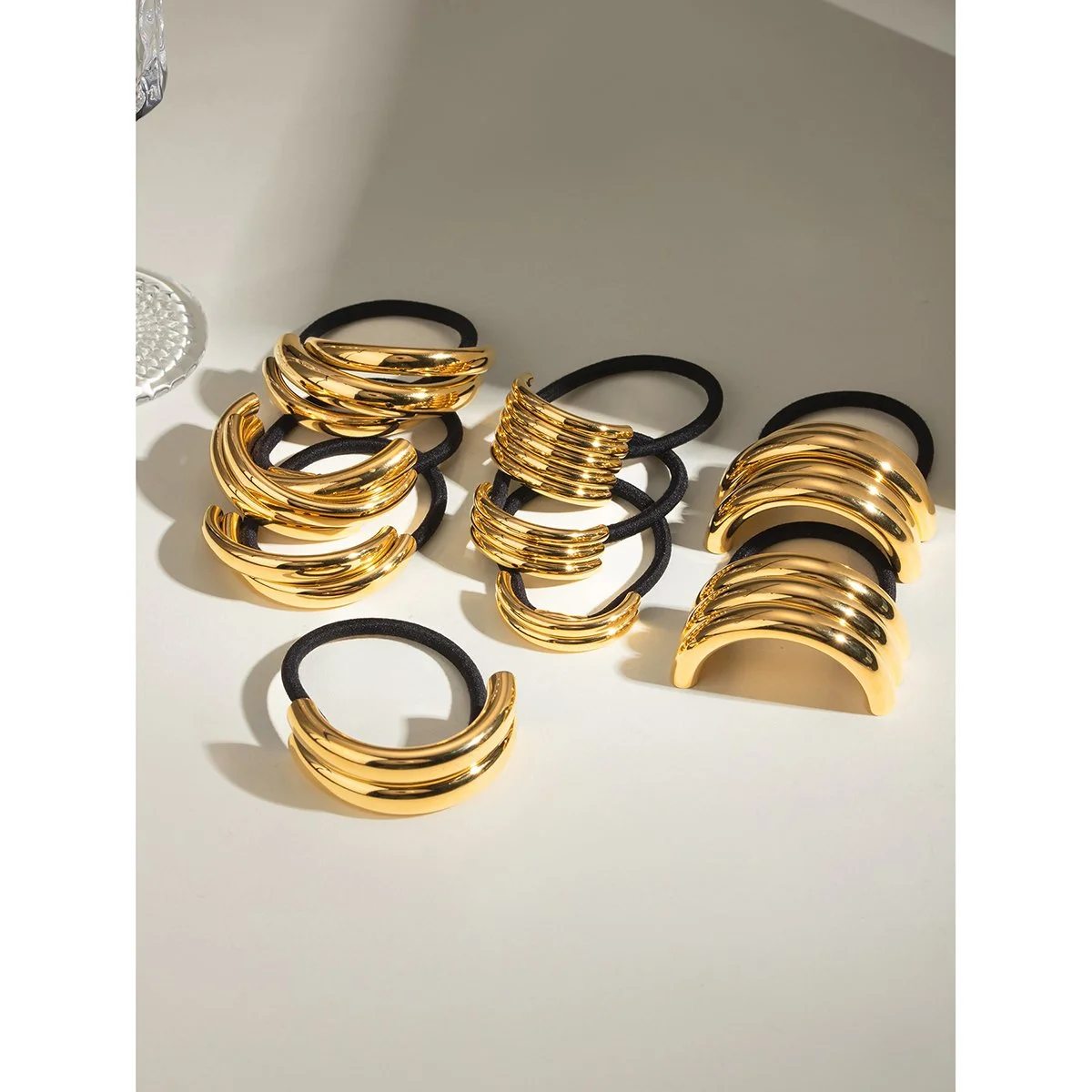 18K Gold-Plated U-Shaped Stainless Steel Multi-Layer Hollow Hair Rope