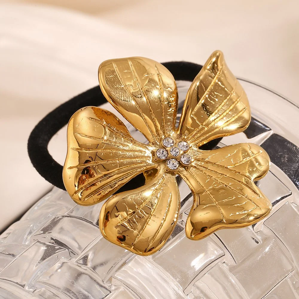 Big Flower Rhinestone Hair Band – Waterproof Stainless Steel Scrunchie