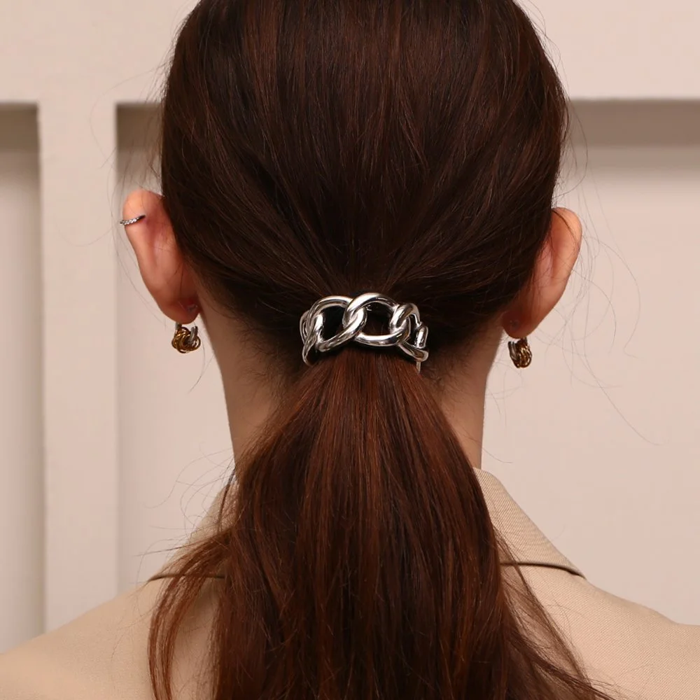 Gold Stainless Steel Half Round Chain Hair Rope
