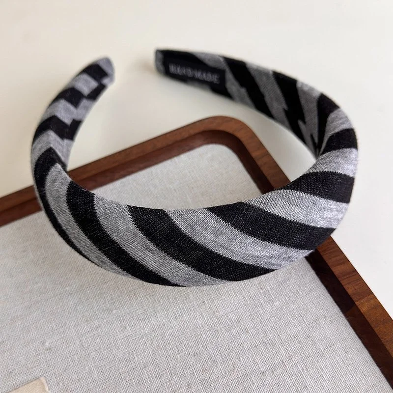 Retro Grey Headbands with Polka Dots and Stripes - Stylish Hair Accessories