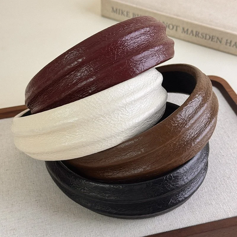 Retro Wide Leather Headband – Chic Temperament Hair Hoop