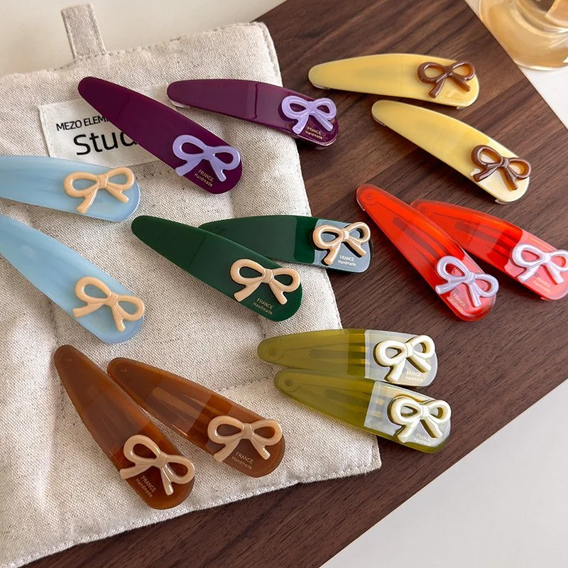 Cute Bow Colorful Hair Clips - Retro Acetate Barrettes for Girls