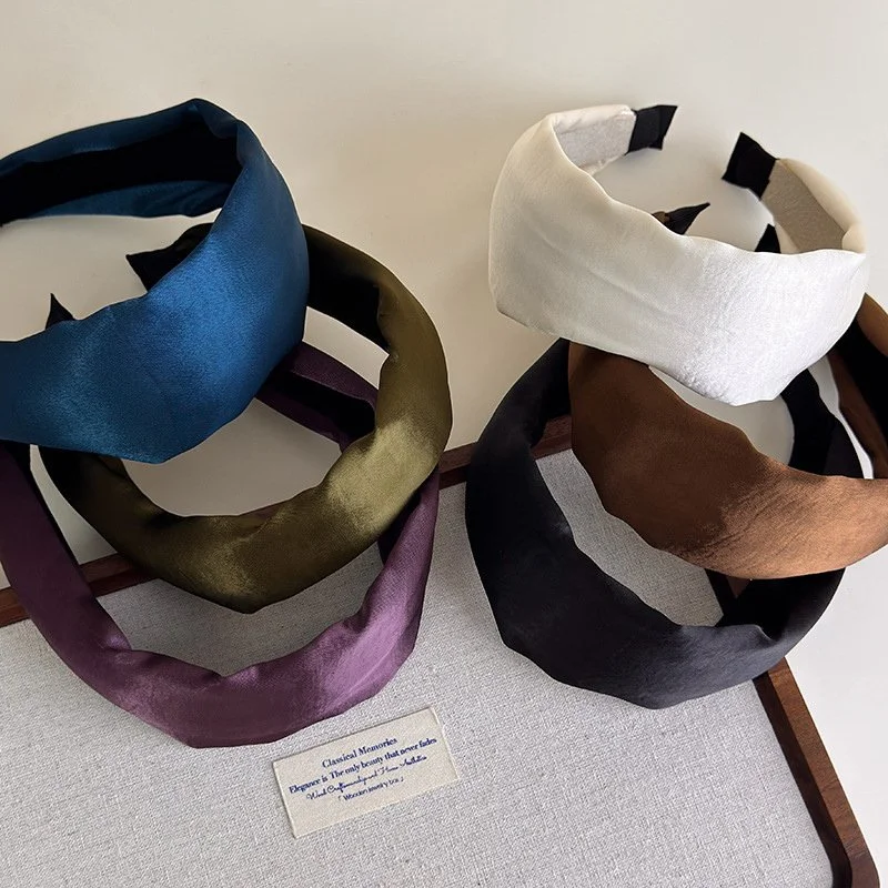 Elegant Satin Wide Edge Headbands - Retro Hair Accessories for Women
