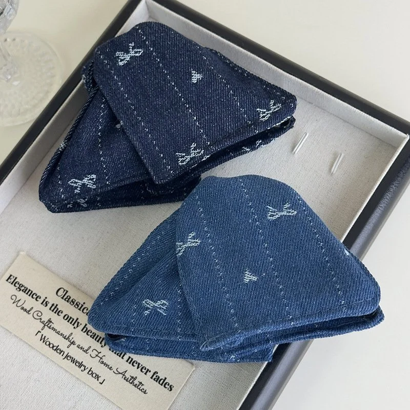 Korean Denim Bow Triangle Hair Claw - Stylish Hair Accessory for Women