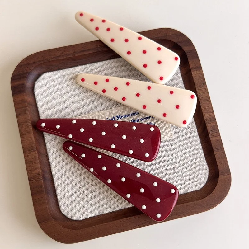 Upscale Red Triangle Polka Dots Hair Clips - Stylish Hair Accessories