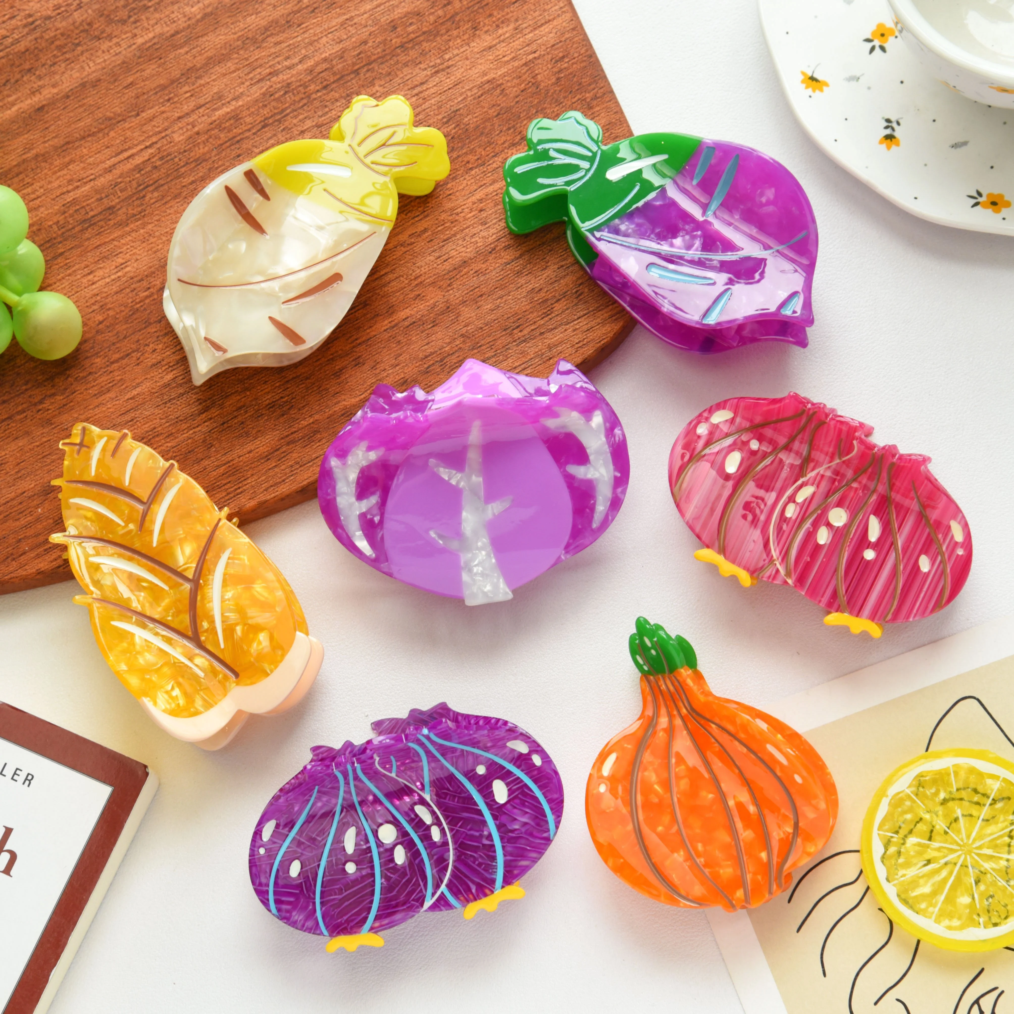 Creative Vegetable Series Hair Claw - Trendy Onion & Pumpkin Clips