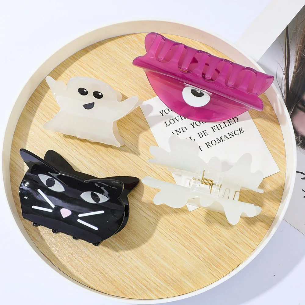 Cartoon Cat & Ghost Monster Hair Claw Clips – Cute Styling Accessories