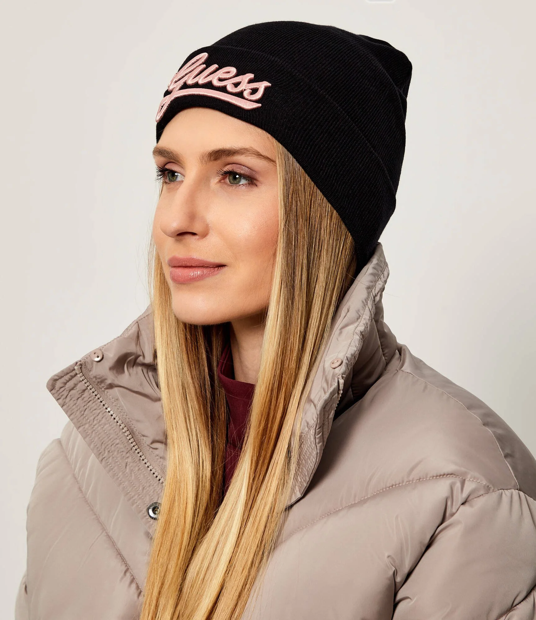 Guess Women's Black Cap - Stylish and Cozy for Fall/Winter