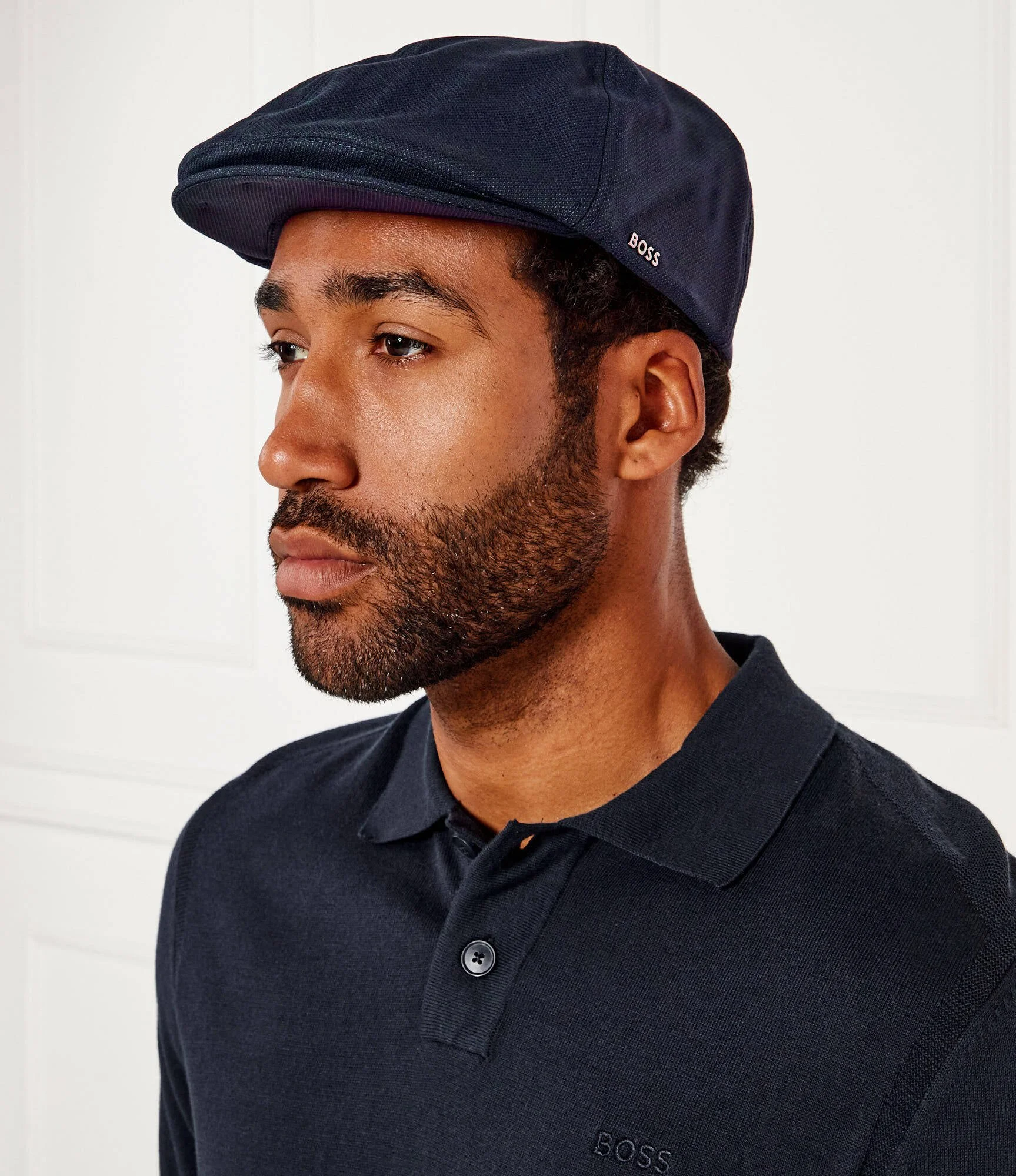 Boss Men's Blue Wool Blend Cap for Fall/Winter