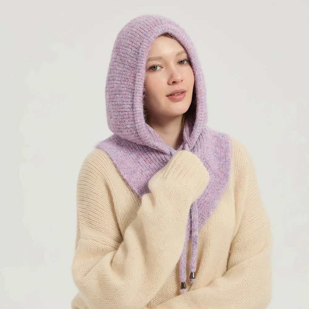 Women’s Rabbit Fur Blend Winter Balaclava Hooded Beanie