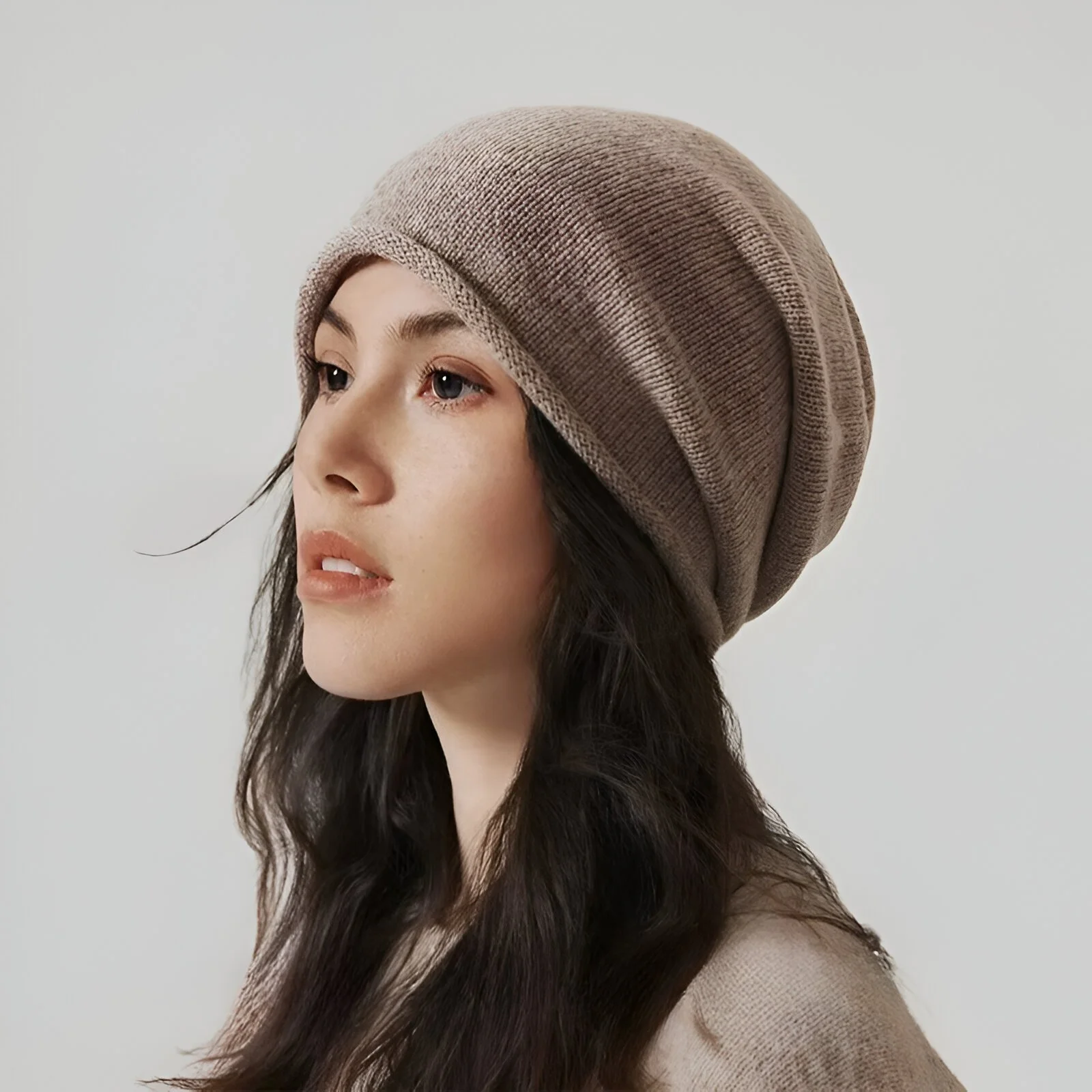100% Pure Wool Slouchy Beanie for Women – Warm Winter Knit Hat