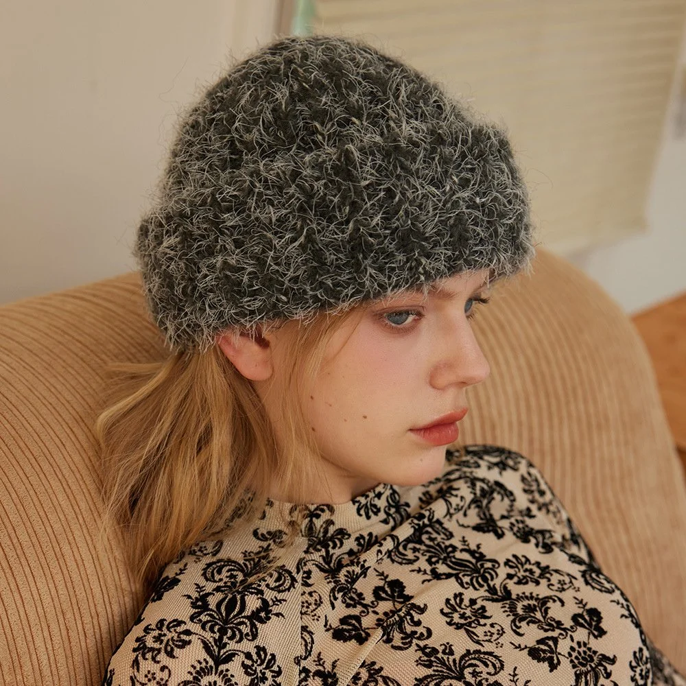 Glacier Blue Wool Blend Knit Beanie for Warmth & Wind Protection