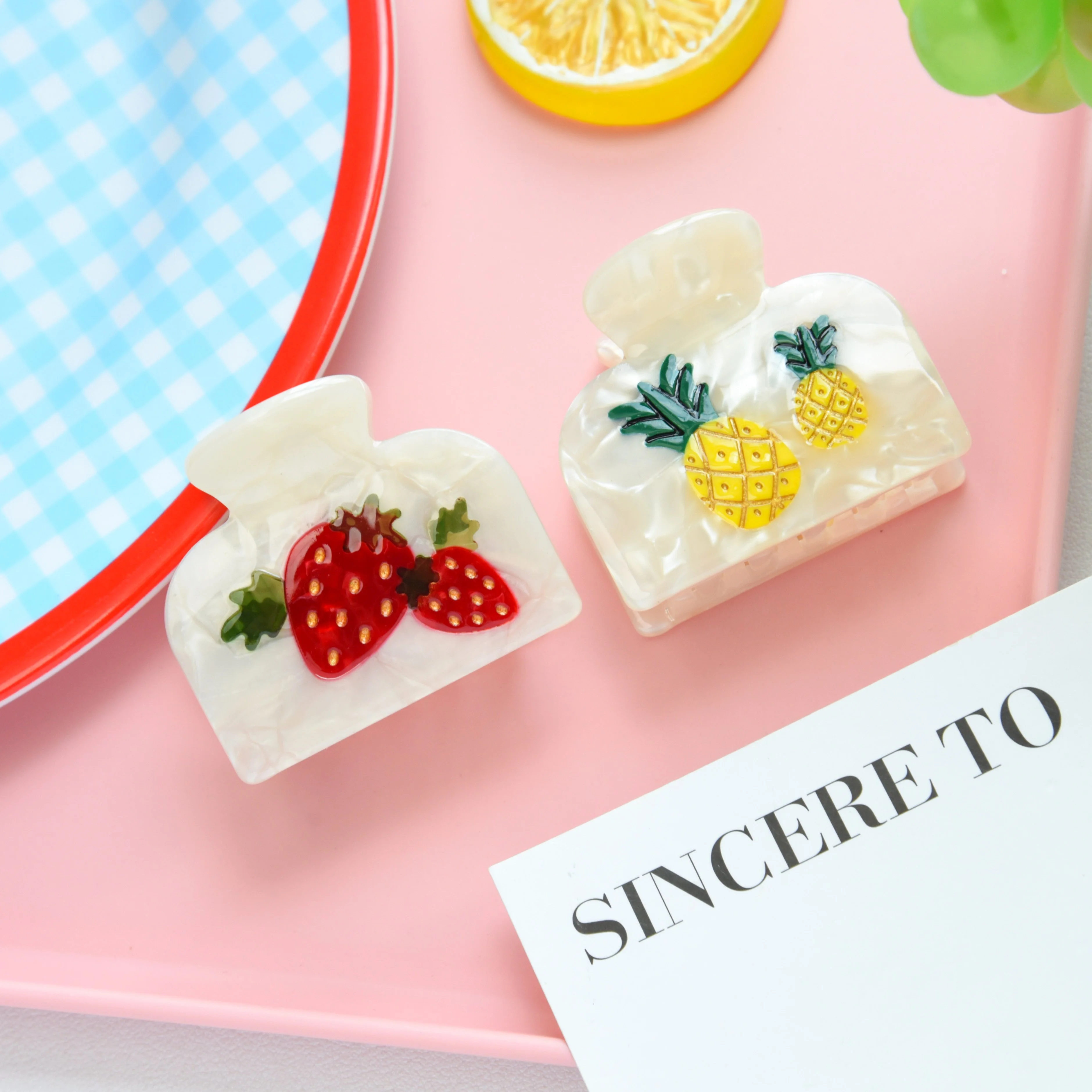 Strawberry & Pineapple Cartoon Hair Claw Clip