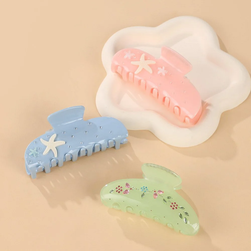 Starfish Rhinestone Acetate Hair Claw