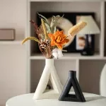Minimalist Geometric Triangle Ceramic Vase – Nordic Abstract Sculptural Dried Flower Planter